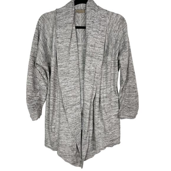 Athleta M Spacedye Gray Heather Drape Cardigan Sweater Open Front 3/4 Sleeve - Picture 1 of 10